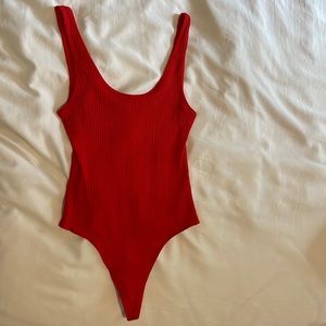 ARITZIA RED WILDRED RIBBED BODYSUIT